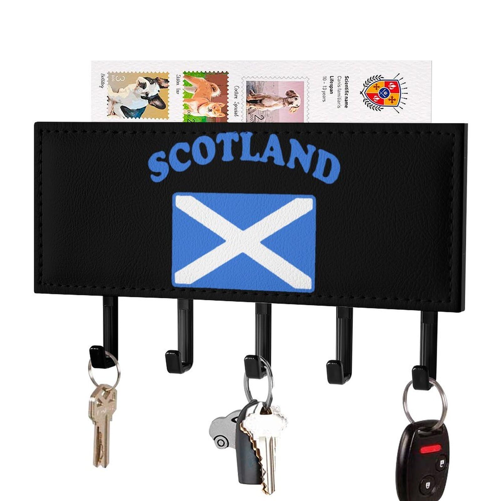 NCLQVJXZKHW Flag of Scotland Key Holder with 5 Hooks Key Hooks Wall Mounted Key Racks Key Hanger Organiser Shelf