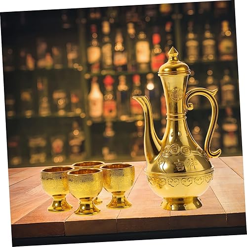 Miniatura 9 de COHEALI Taza de ofrenda budista, 1 juego de tazas de agua dorada con hervidor de agua, cuenco de meditación para yoga, tazas de oración budista,