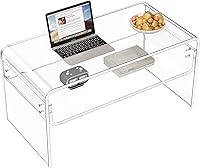 Vista 9 de Mesa auxiliar acrílica, mesa auxiliar rectangular de acrílico naranja, mesa de té moderna con almacenamiento abierto, mesa auxiliar de acrílico