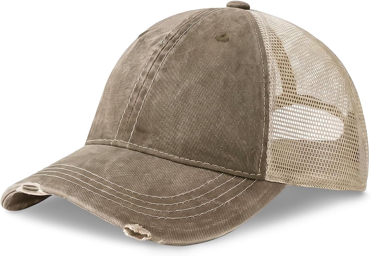 Washed Trucker Hat Unstructured Distressed Pigment Dyed Cap