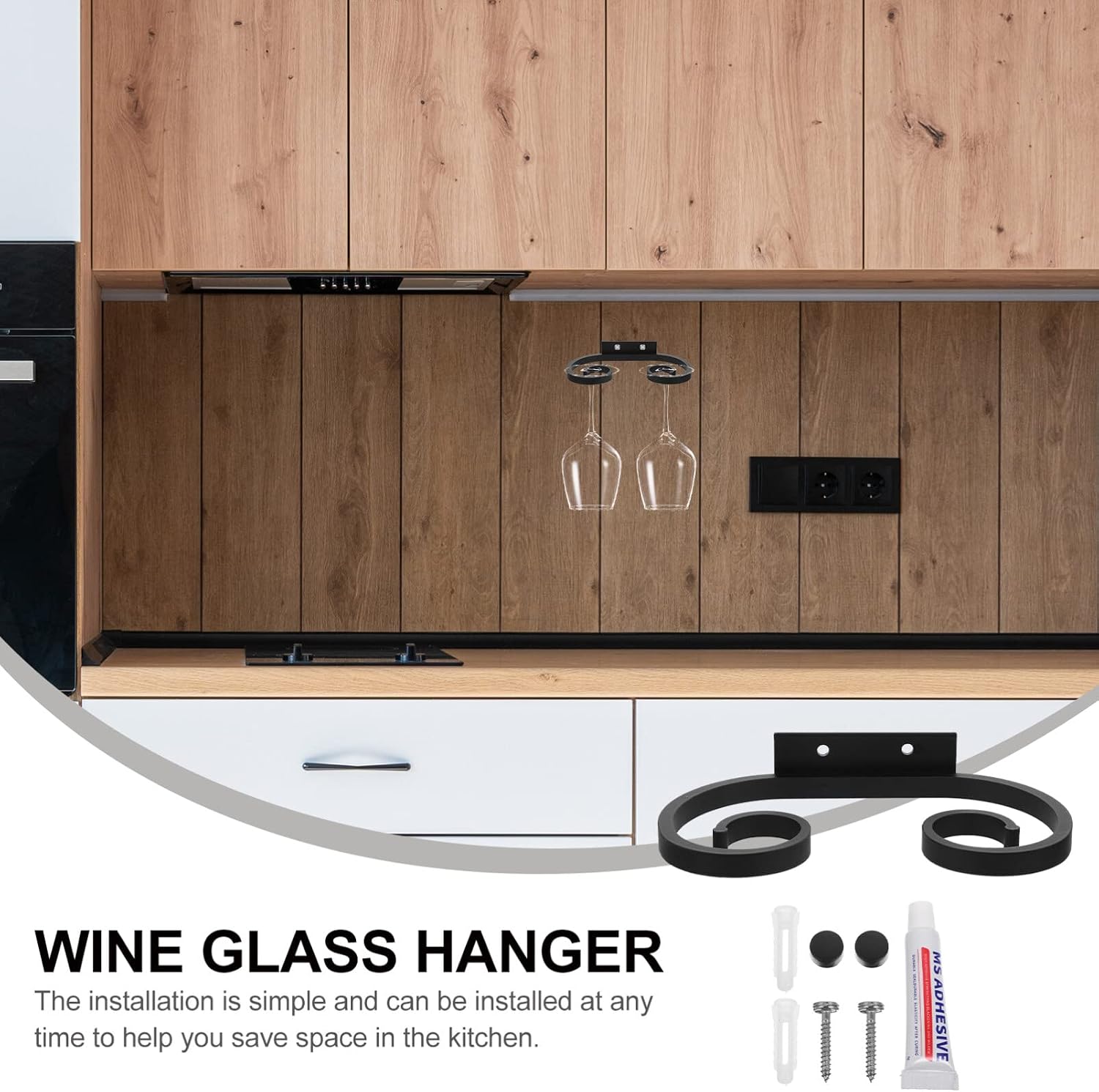 Cabilock Wine Glass Rack Aluminium Alloy Black Wall Mounted