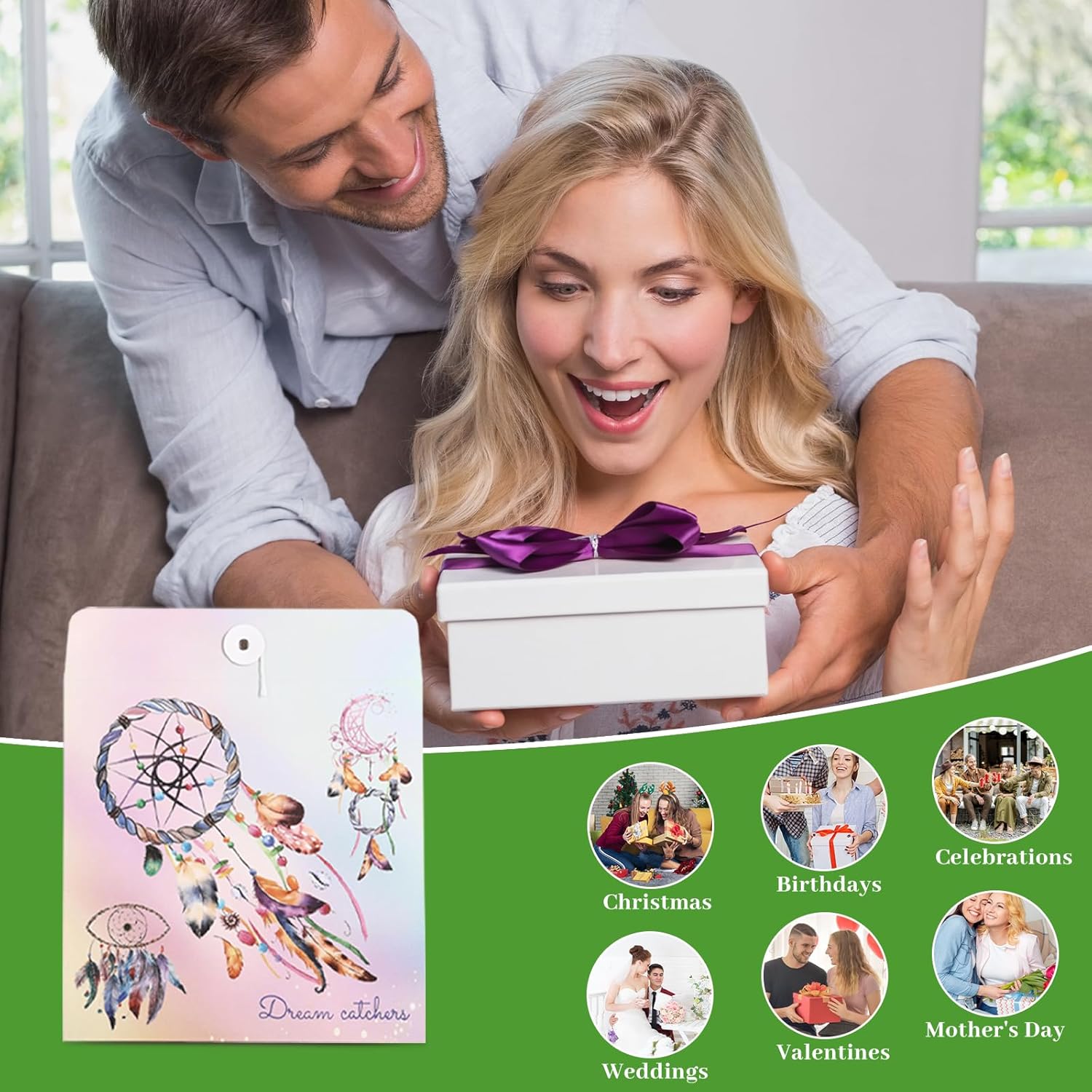 Crystal Suncatcher - Dreamsum Hanging Suncatchers with Crystals and Stones, Sun Catchers Indoor Window Catcher with Prism Pendants Stones Slices, Moon Crystal Suncatchers gift for Girls, Lover and Mom - Image 7