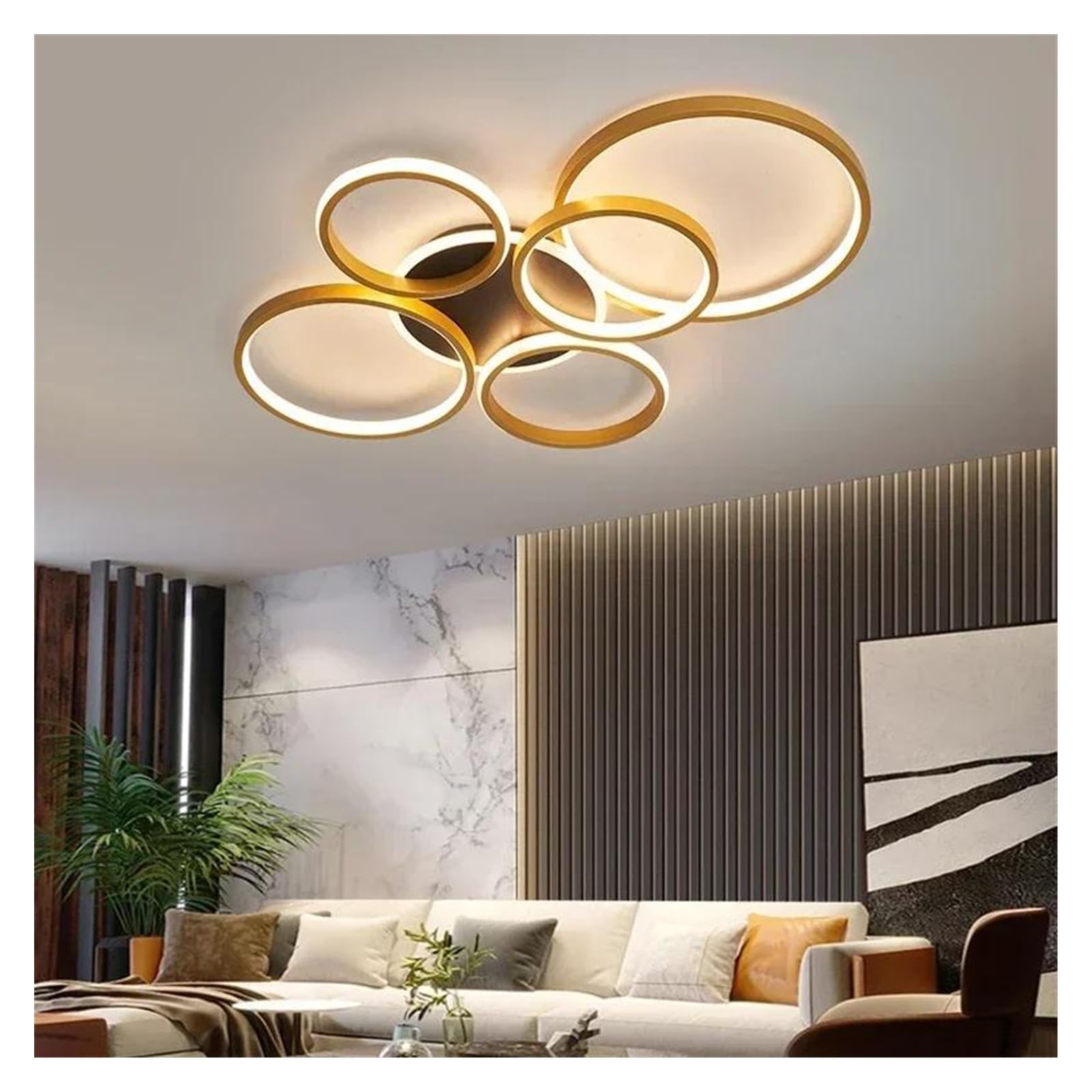 Plafonnier circulaire de luxe LED pour sublimer un grand salon sombre