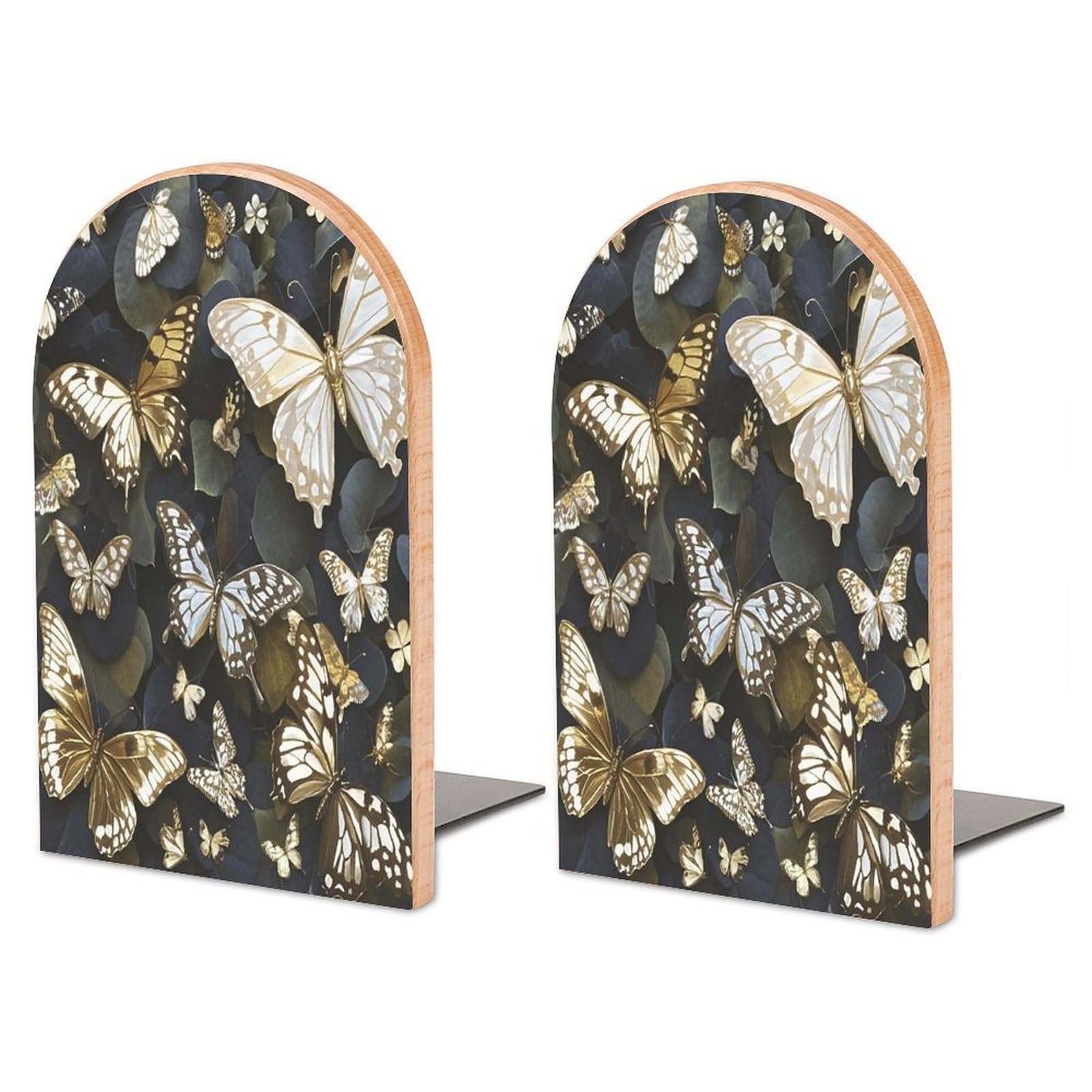 Sujetalibros de mariposas blancas y doradas para decorar tu salón y despacho