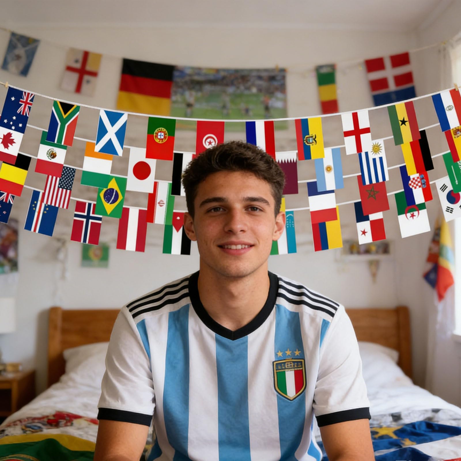 decoración de WM, banderines de fútbol 2026, Guirnalda de Banderas de 42 países para Fiestas y el Campeonato Mundial - 5