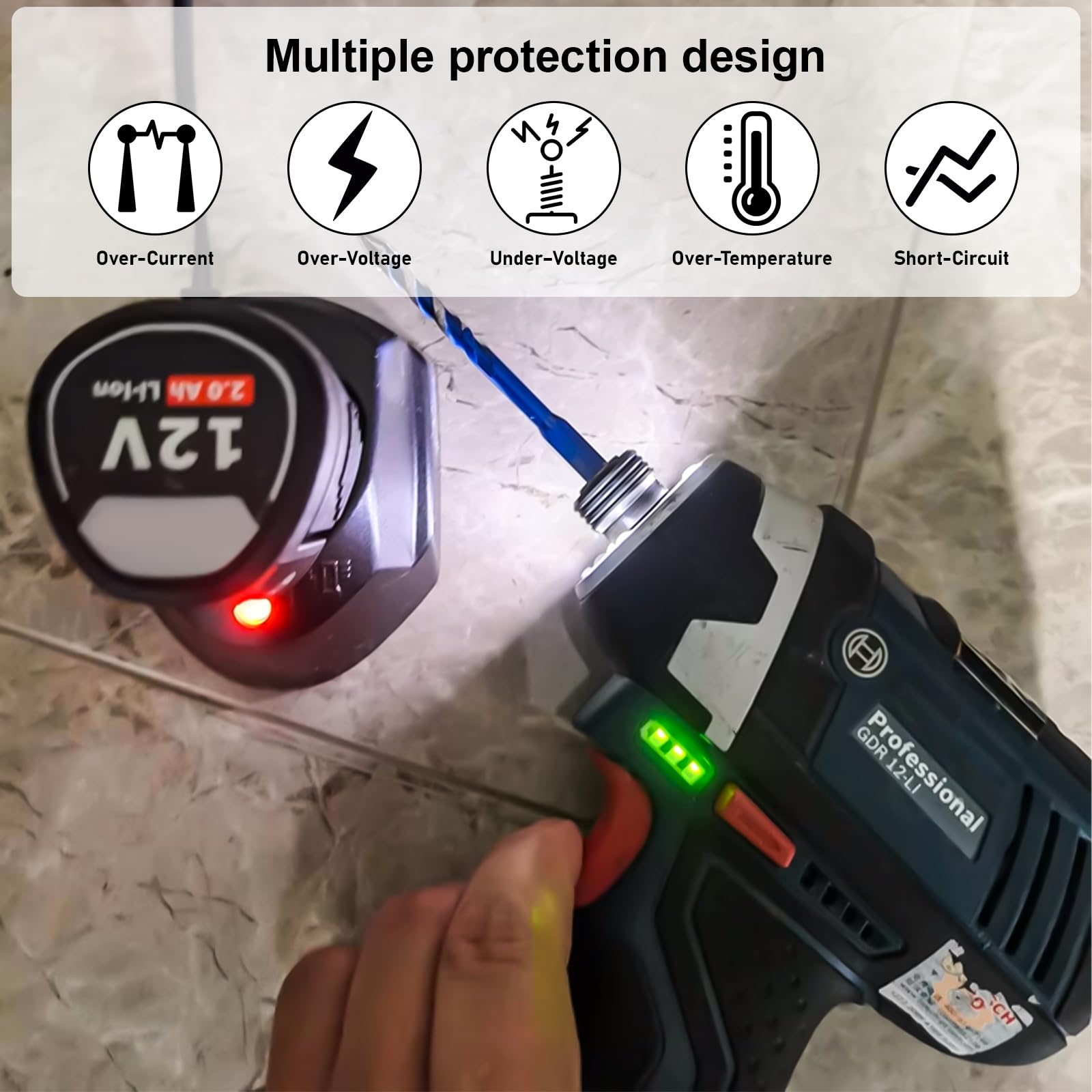 12V Li-ion ładowarka do Bosch, Professional 10.8V-12V AL1115CV akumulatorów Szybka ładowarka, Ładowarka do wiertarki akumulatorowej Kompatybilna z Bosch BAT411, BAT412, BAT413 (wtyczka EU)