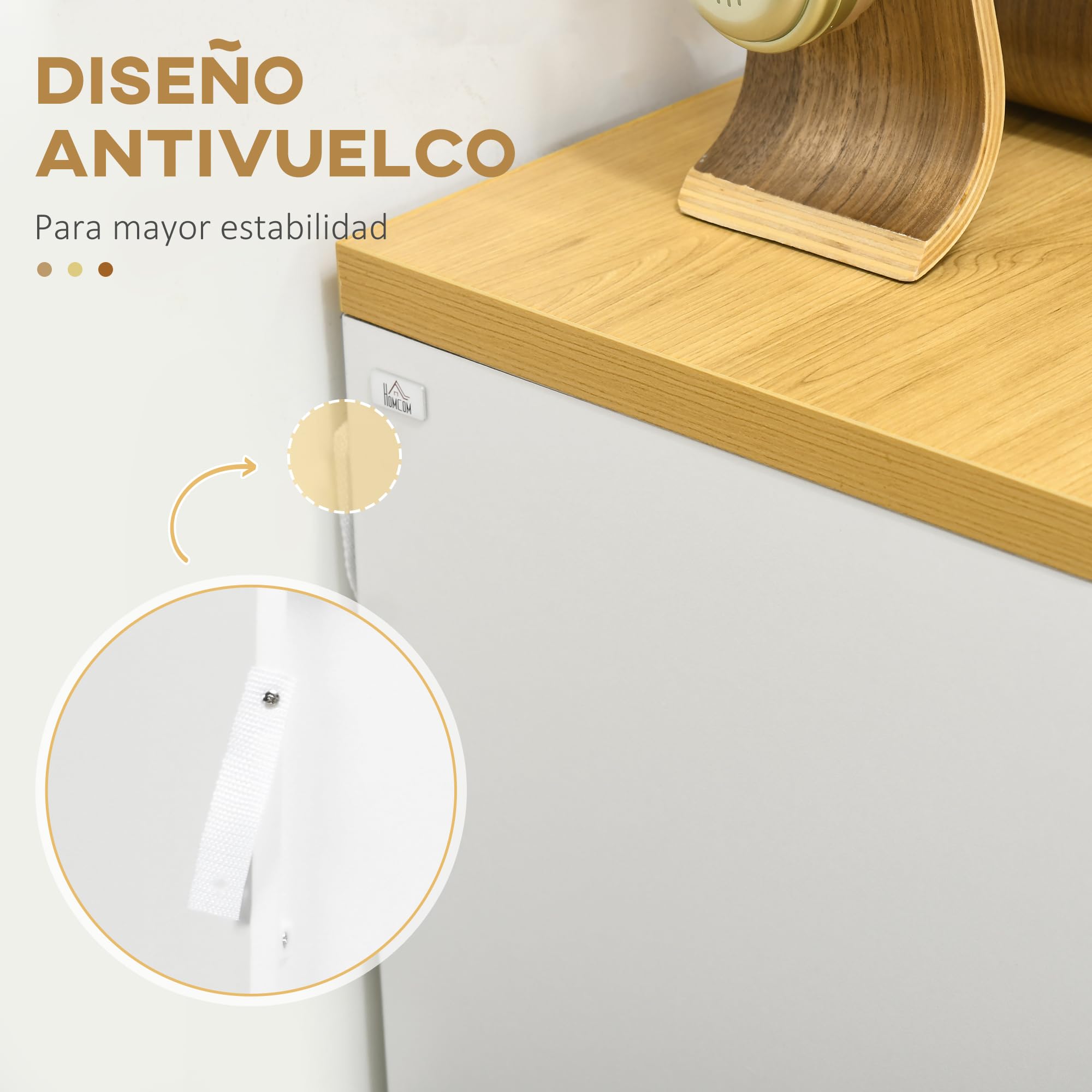 HOMCOM Cómoda 3 Cajones, Cómoda Dormitorio sin Tiradores, Cajonera para Salón, Oficina, Estilo Moderno, 70x37x75 cm, Blanco