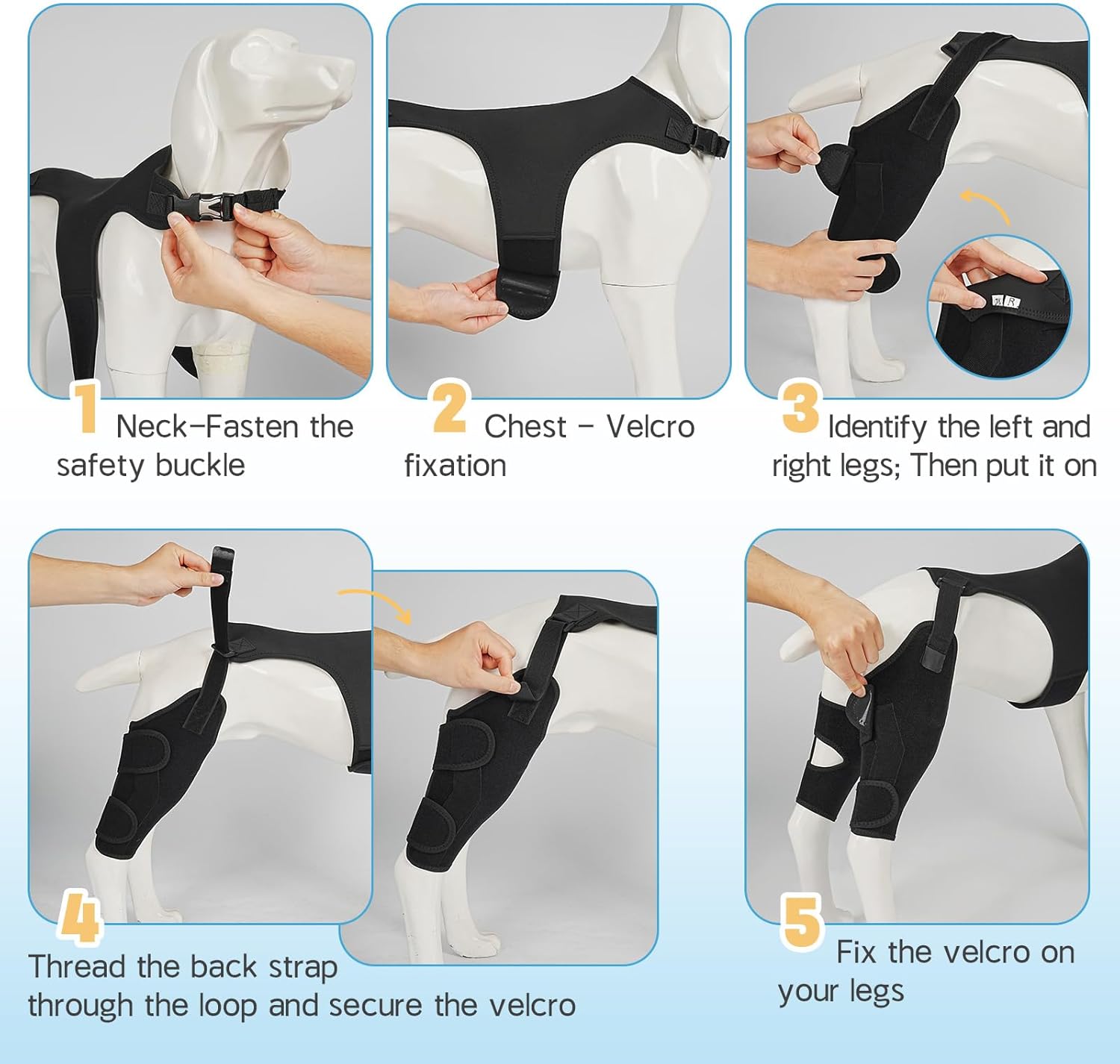 Dog Knee Braces for Back Leg, Adjustable Leg Brace with 2 Stabilizers, Hip Support to Reduces Pain, Ligament Injuries, ACL CCL & Luxating Patella for Small Medium Large Dogs, S