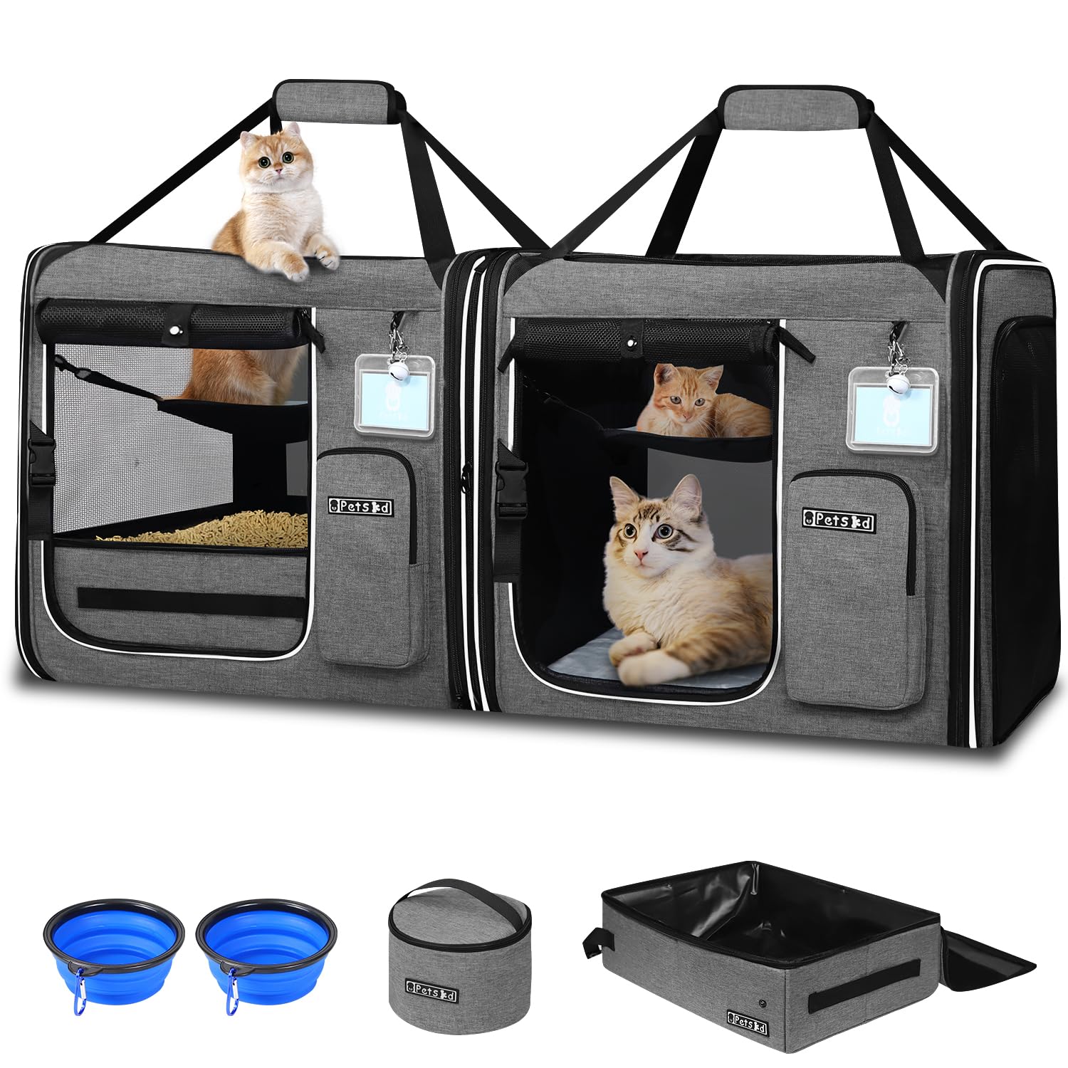 Amazon.com : Petskd 2 in 1 Double Cat Car Travel Carrier with