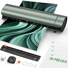 Qfun A3 Laminator with 30 Pockets for A3 A4 A5 A6, 9 in 1 Quick Heating Laminating Machine, Thermal and Cold Laminator with Paper Cutter and Round Cutter for School Office Family