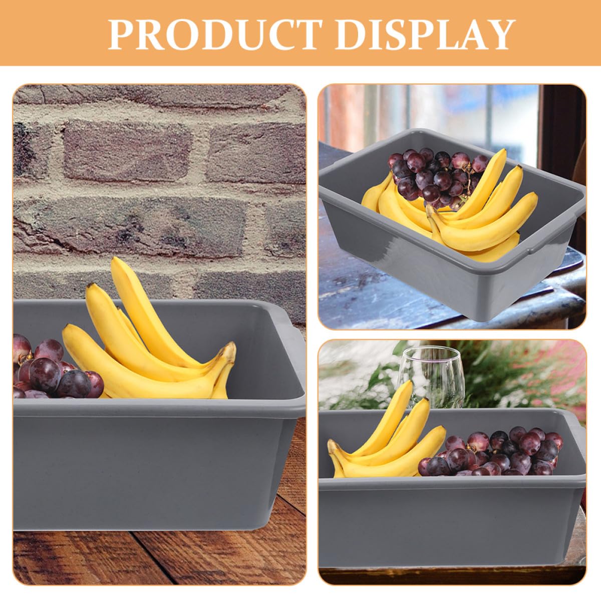 SUPVOX Contenitori Multiuso in Plastica Pp Vaschette Rettangolari Set 3 Pezzi Leggere e Impilabili per Raccolta e Lavaggio Stoviglie per Cucina e Giardino