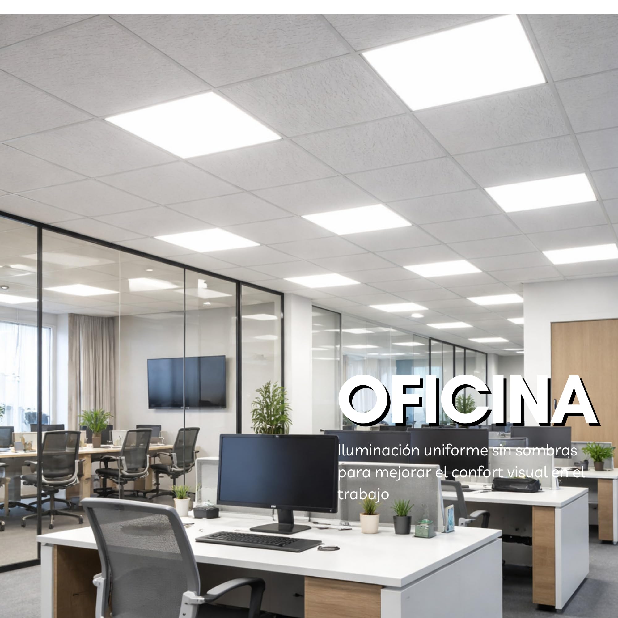 Panel LED 60x60, 40W, 595x595x9mm, Blanco, Interior, SMD, 2880 Lúmenes. Para techo técnico de placas de 60x60cm. Posado sobre perfilería. Garantía europea 3 años (1ud)