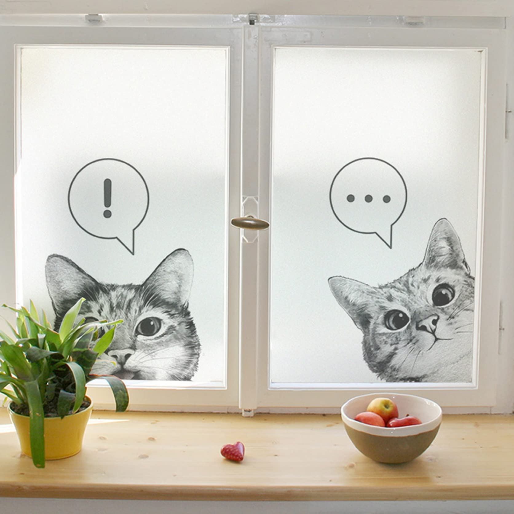 Amazon｜猫柄 窓用フィルム 可愛い すりガラス風シート 断熱 ガラス 