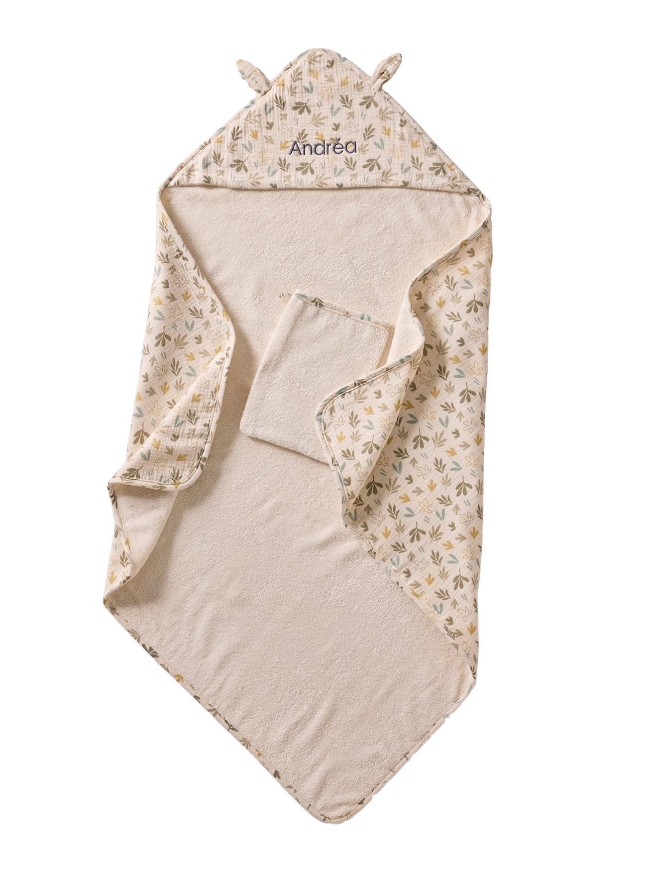 VERTBAUDET Cape bain gaze de coton BAYOU avec gant de toilette