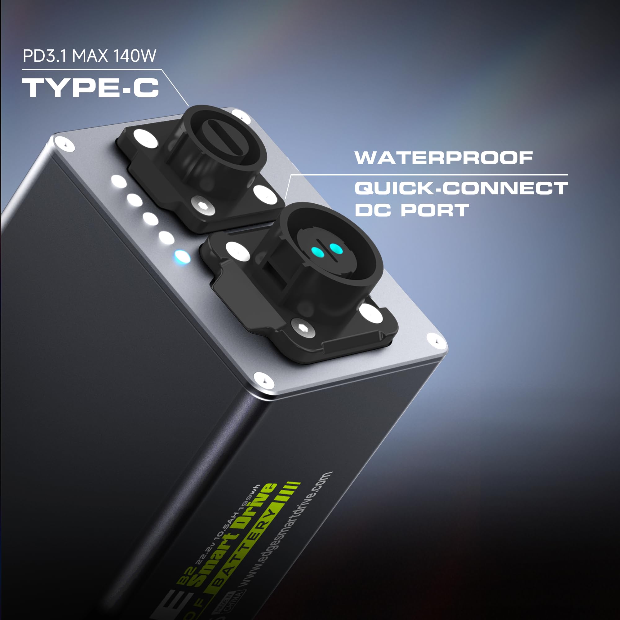 Edge B4 IP68 - Banco de energía impermeable de alto rendimiento con 140 W USB-C PD3.1 función de carga rápida y control de temperatura inteligente, ideal para aventuras al aire libre y deportes