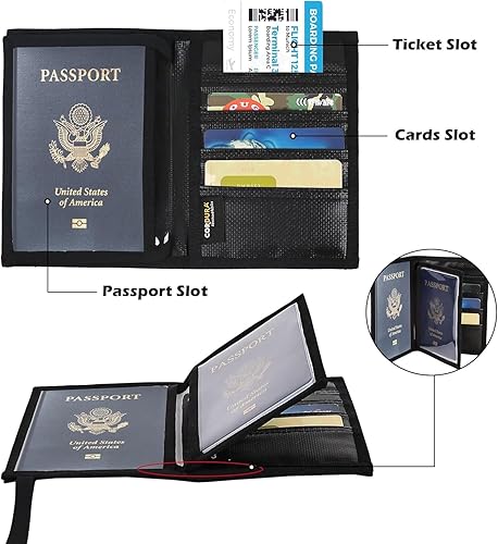 Miniatura 4 de Rough Enough - Funda para pasaporte y tarjeta de vacunación para hombres, mujeres y niños, Negro, Casual