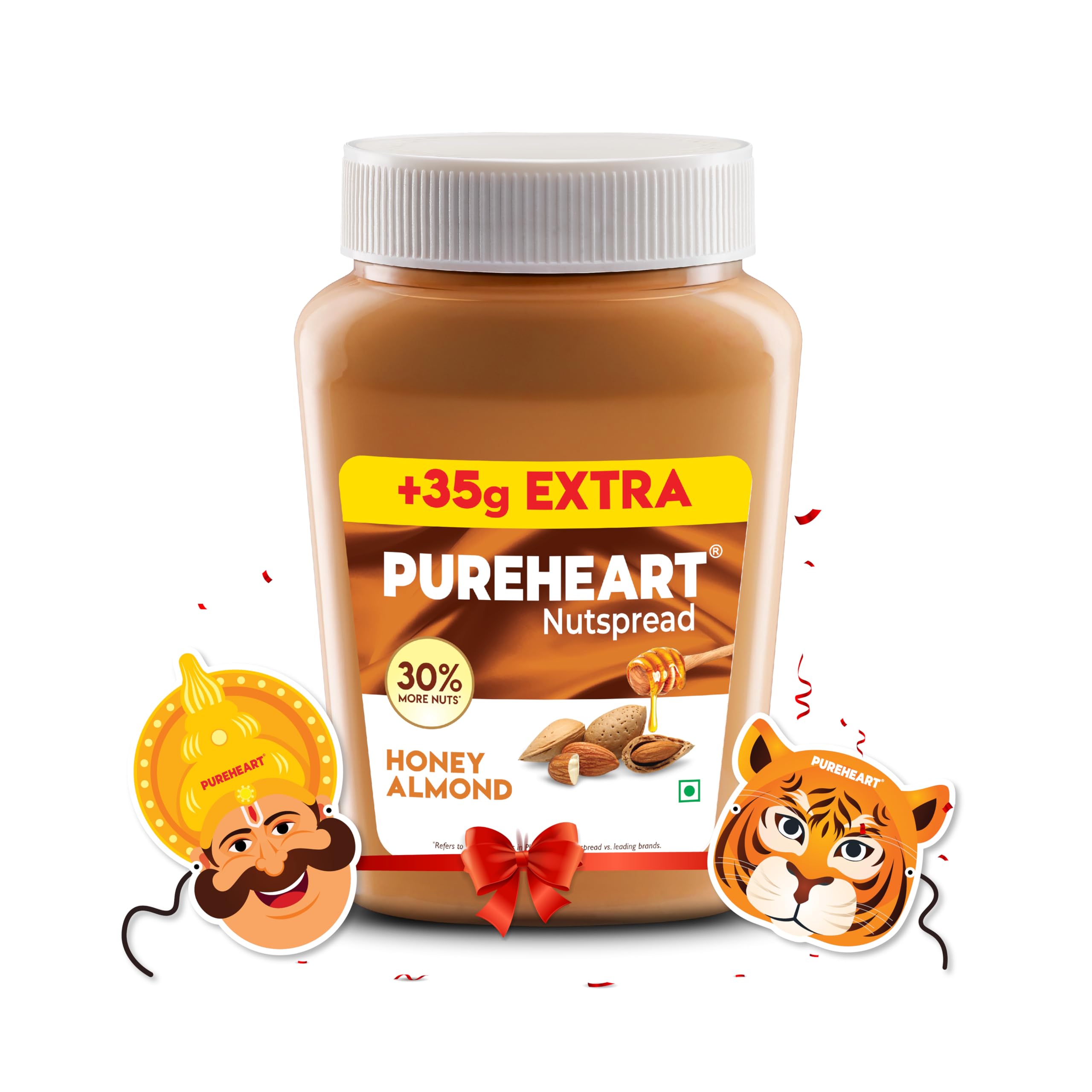 PUREHEART Honey Almond Nut Spread (350 +35 gm Extra) with Mascot of Mahabali and Pulikali for Onam, Nutty, Smooth and Creamy Almond Spread for Breakfast - No. 1 Exporter of Roasted Nuts (B0DFQJHW84) Amazon Price History, Amazon Price Tracker