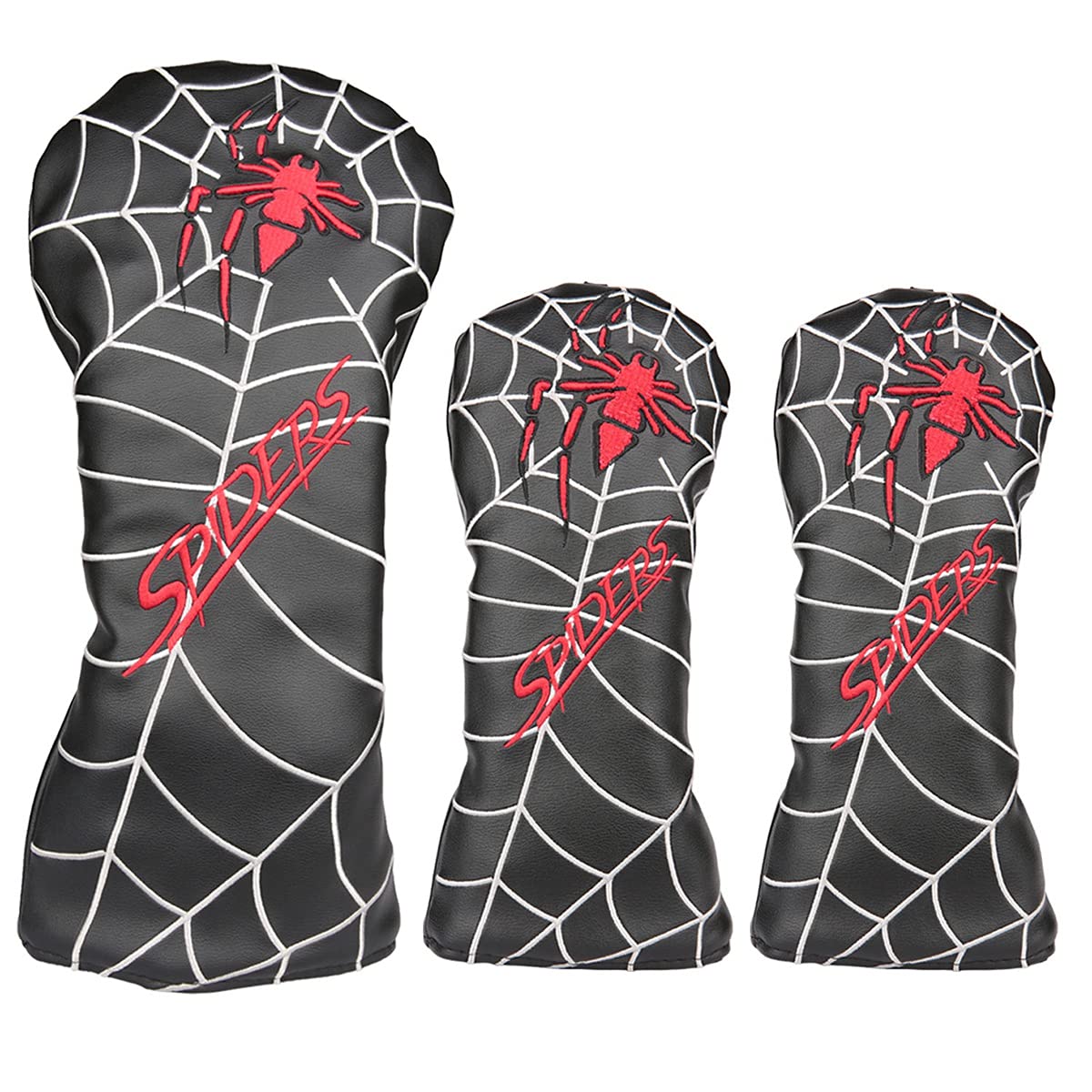 Golf Builder Spider Embroidery Black Golf Club Driver/Fairway Wood/Hybrid/Iron Head Cover