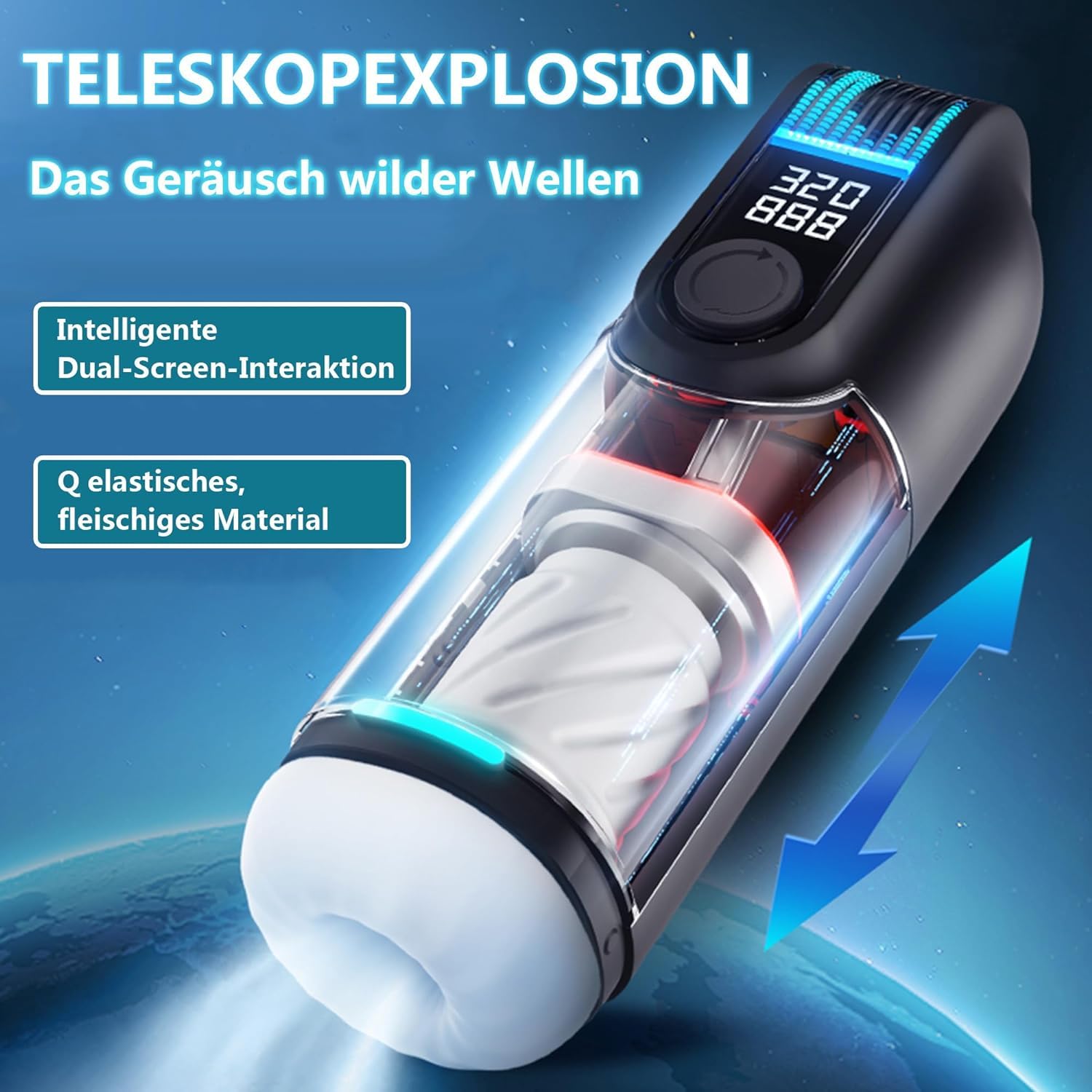 Generico Masturbatore Telescopico da Uomo Completamente Automatico con 9 Audio Femminili E 9 Scene, Pompa per Pene da Uomo, Giocattoli Sessuali Tascabili per Sesso Orale, Vagina