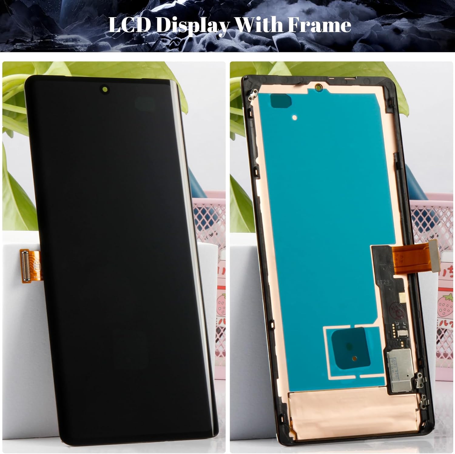 OLED for Google Pixel 7 Pro Screen Replacement for Google Pixel 7 Pro LCD Display GP4BC GE2AE LCD Digitizer Screen Touch Assembly Black with Frame(with Fingerprint Function)