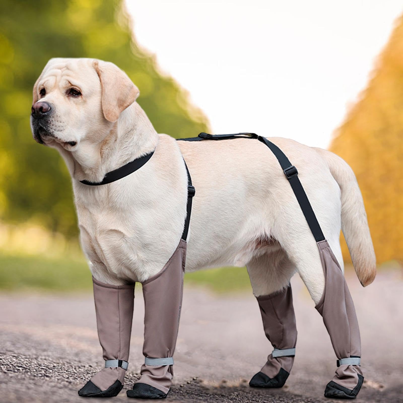 Bottes pour Chien Protège-Pattes Dechien Chaussures Antidérapantes Imperméables Réglables en Polyester Légères Confortables Fonction Anti-salissure AP, L