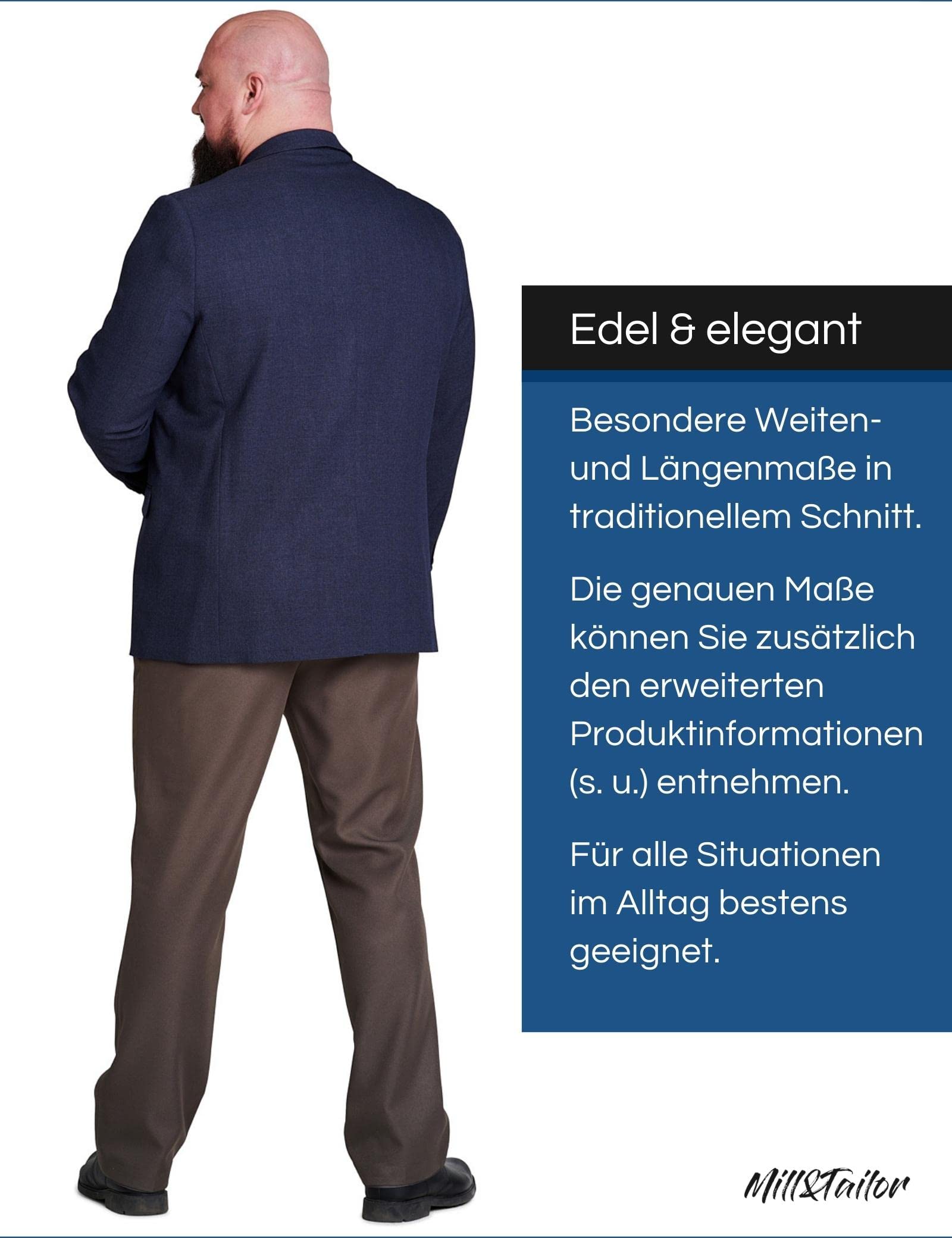 Mill&Tailor Herren Sakko in Navy mit Struktur I Schickes Sakko für Männer I Modern & Sportlich I Jackett für Business & Alltag I Herrensakko für kräftige Männer
