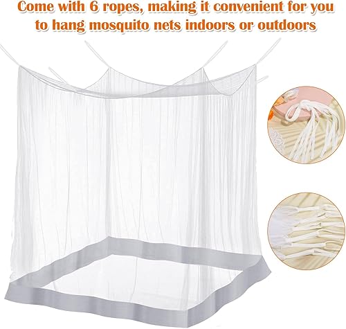 Miniatura 5 de Mosquitera para cama, toldo de cama blanco grande para niñas, red de cama colgante, ideal para decoración de dormitorio, viajes con bolsa de