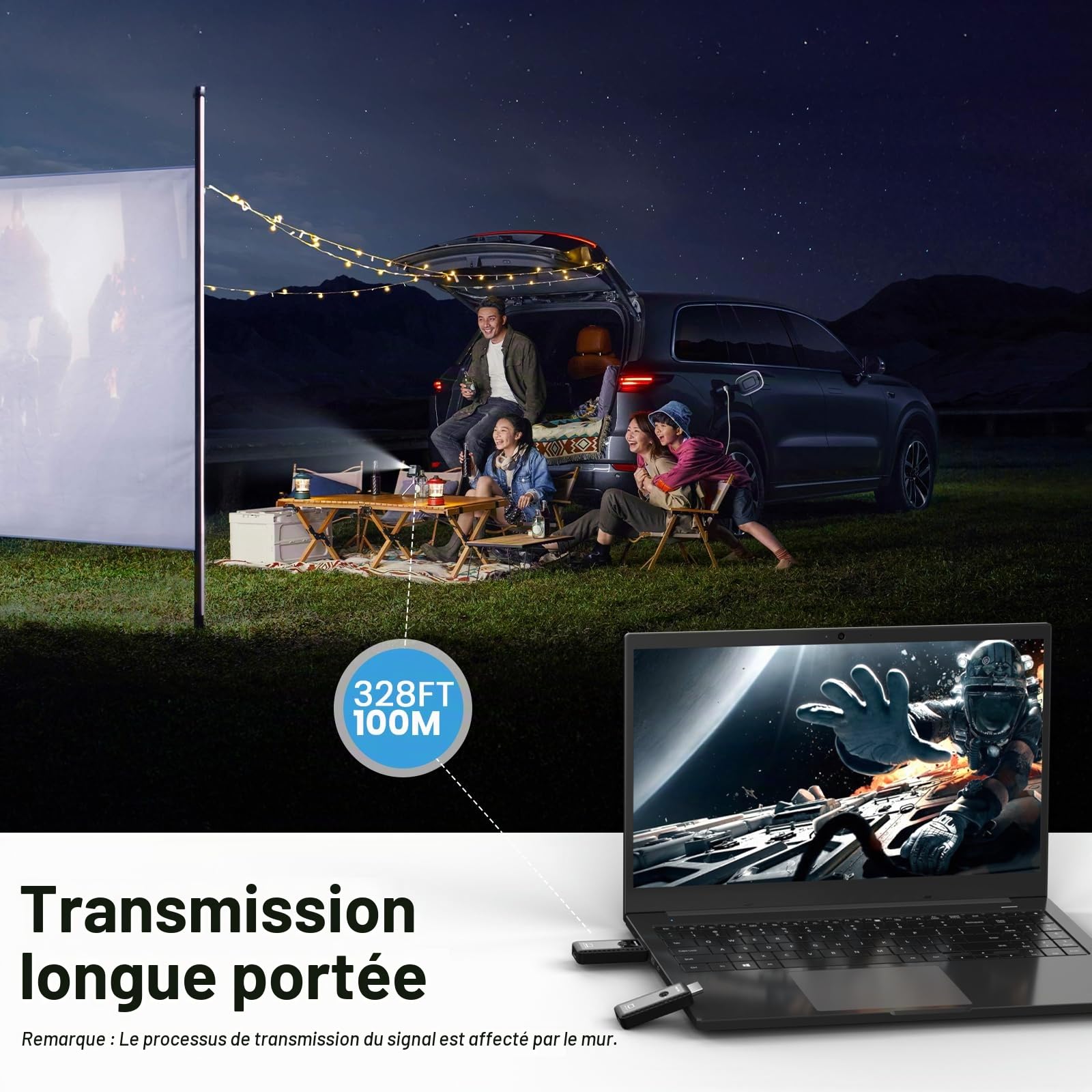 PWAYTEK Émetteur et Récepteur HDMI sans Fil décodeur 4K, Sortie 1080p, Double Bande 2,4G/5G, portée 50m, Compatible PC Portable TV projecteur, Plug & Play sans Application (Gris)
