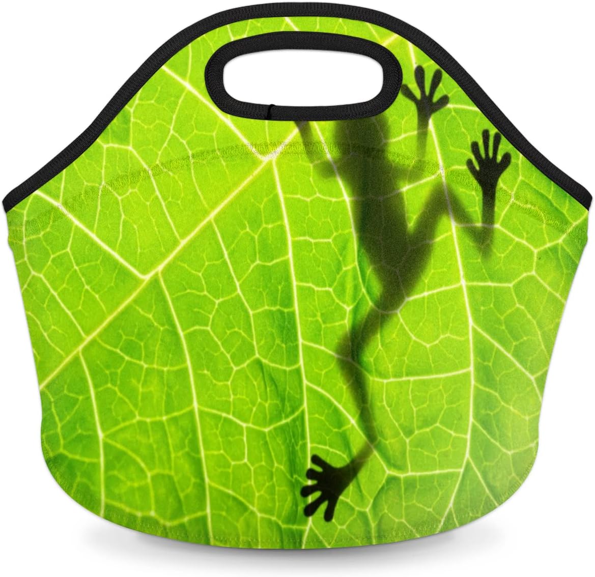 Insulated Neoprene Lunch Bag for Women Men Kids Black Leopard Print Animal Lunch Box Reusable Small Lunch Tote Bag Cooler Bag for School Work Picnic