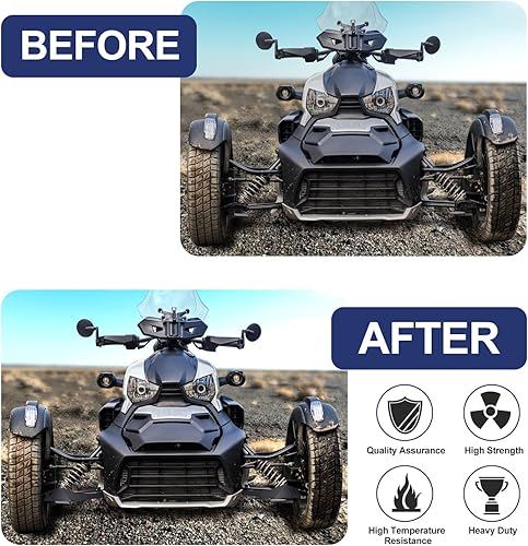 Miniatura 2 de Protector contra salpicaduras delantero y protectores de brazo A para Can-Am Ryker  2 placas antideslizantes de aluminio negro, se adapta a todos