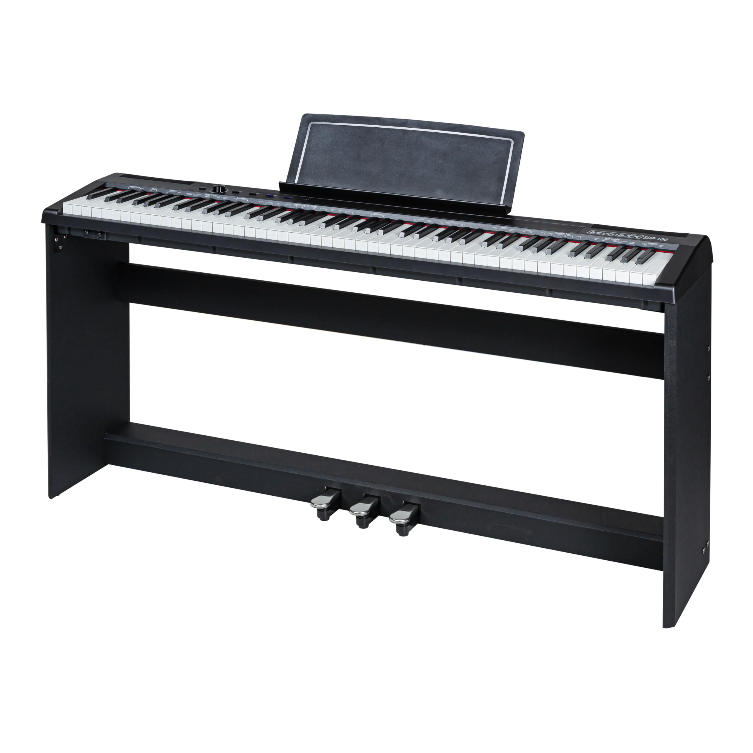 Digital Piano 88 Tasten, leicht gewichtet, 128 Stimmen, Metronom, Dual/Split-Mode, Hall/Chorus Effekte, USB MIDI, inkl. Ständer & Pedal, Schwarz, ideal für Einsteiger & Fortgeschrittene