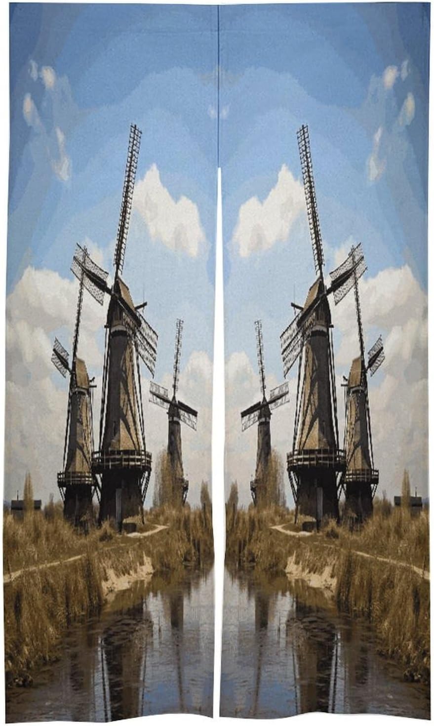 Windmills Door Curtain Printed Doorway Noren Japanese Style Doorway Room Divider Curtains for Privacy Partition Divider Kitchen Home Decorations Wall Hanging