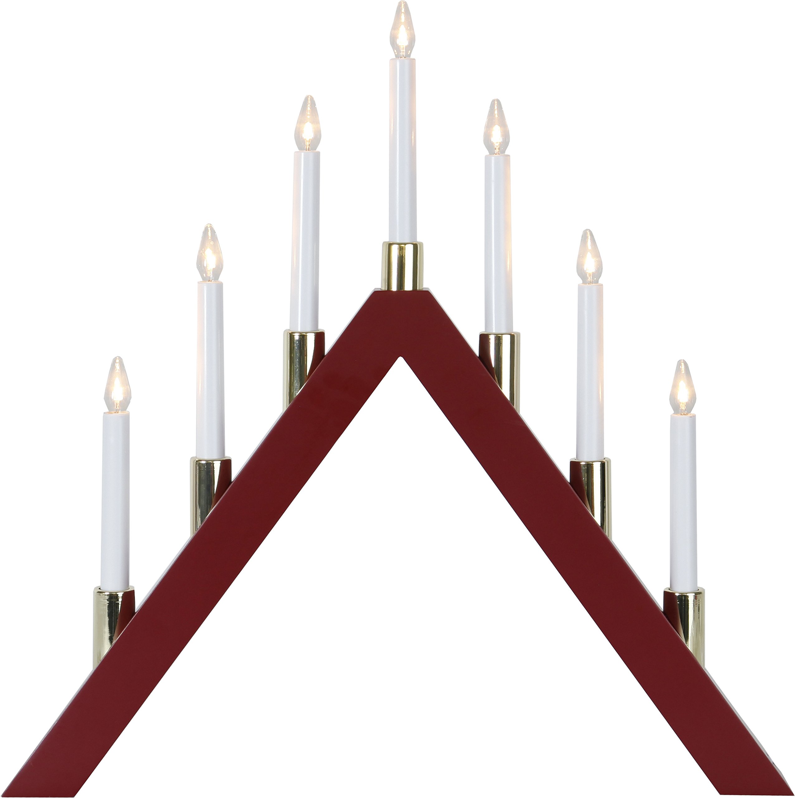 Star 266-55, LED-Fensterleuchter "Halla", 7 warmwhite LED, Holz, E10, Rot, 6.5 x 53.0 x 53.0 cm