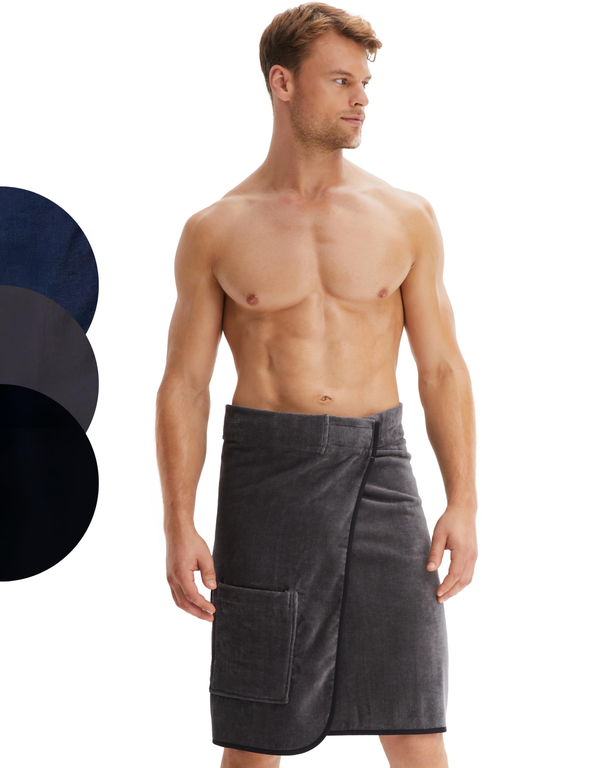 Morgenstern Toalla Playa Hombre 100% Algodón Terciopelo Rizo Bolsillo Gris