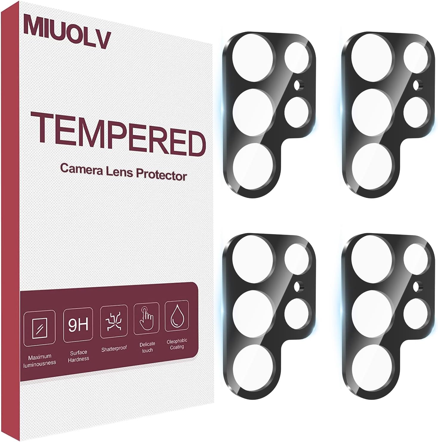 4 Pack Camera Lens Protector for Galaxy S22 Ultra, 9H Tempered Glass Camera Screen Protector Compatible with Samsung Galaxy S22 Ultra 5G, Bubble Free, Scratch-Resistant, Case Friendly, High Definition