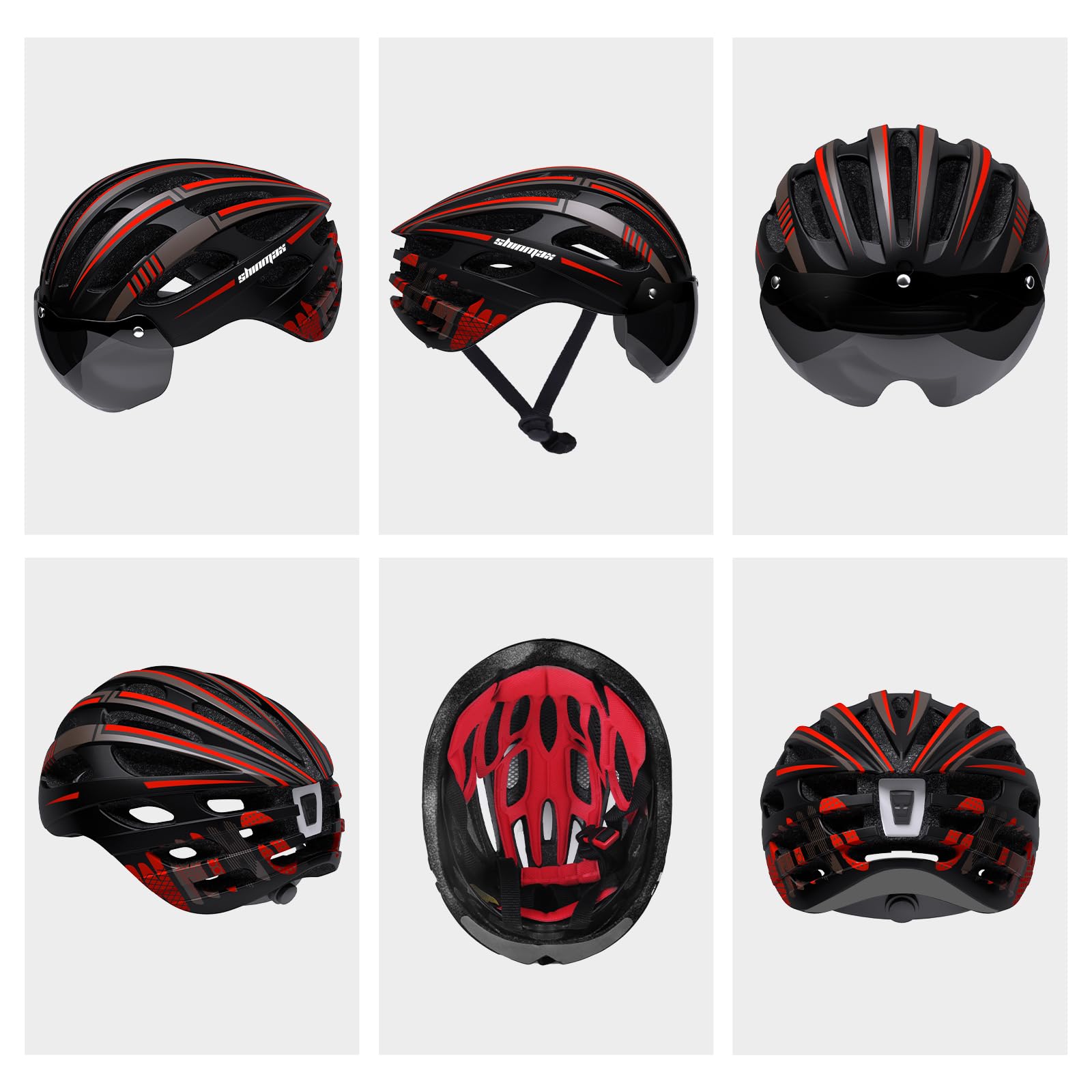 Shinmax Casco Bicicleta Adulto Casco Bici con USB Luz Pegatina Luminosa Certificado CE Casco Bicicleta Mujer Hombre con Visera Magnética Casco MTB Casco Bici para Montaña Ciclismo Carretera 57-62 cm