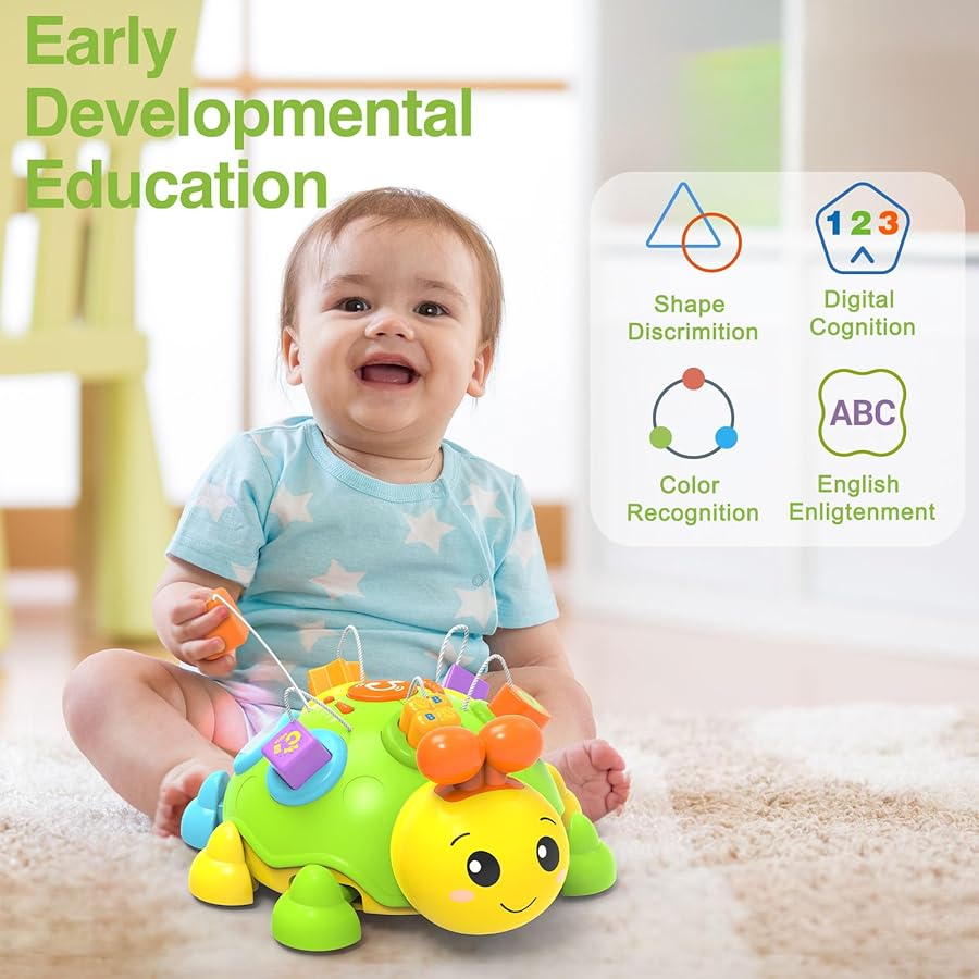 Holaxander Musical Ladybug Baby Toys 6-12 Months, Infant Early Educational Learning Crawling Toys for 1 Year Old Boy, Newborn First Bithday Gift Toy for 7 8 9 10 11 Months Boys Girls (Green) - image 2