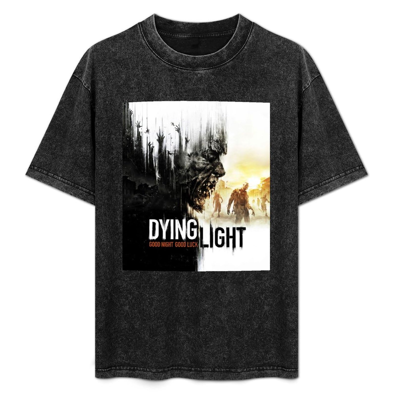 Xueyuyoulan Unisex Black Dying Light Poster T-Shirt Printed Tee Graphic Top Men Shirt M