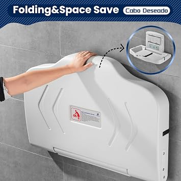 Baby Changing Unit,Baby Changing Station Wall Mount Commercial Diaper Changing Table Nursery Changing Table Horizontal Diaper Changer Station with Safety Strap Wall Restaurant Daycare Bathroom