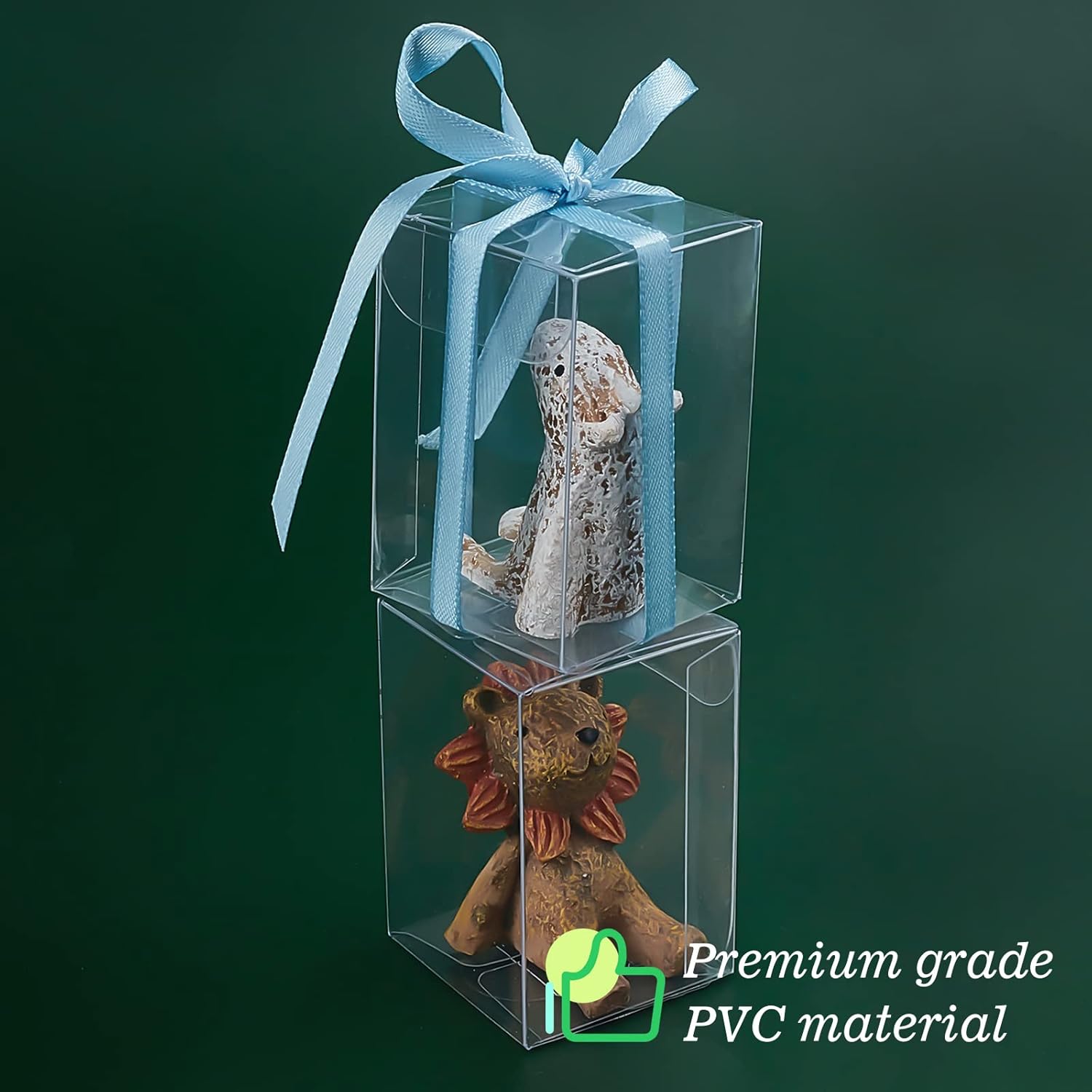 BENECREAT 40Pcs Clear PVC Gift Boxes, 1.5x1.5x2.3 Small Favor Box for Wedding, Party, Candy, Cupcakes & Treat Packaging - Image 5