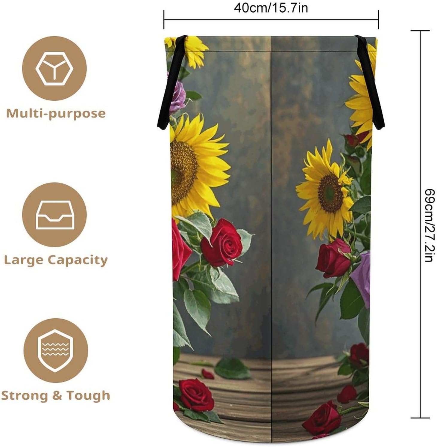 Farm Sunflower Laundry Hamper Large Collapsible Laundry Basket with Handles Waterproof Clothes Hamper Portable Dirty Clothes Basket for Bedroom Laundry Room Closet Bathroom