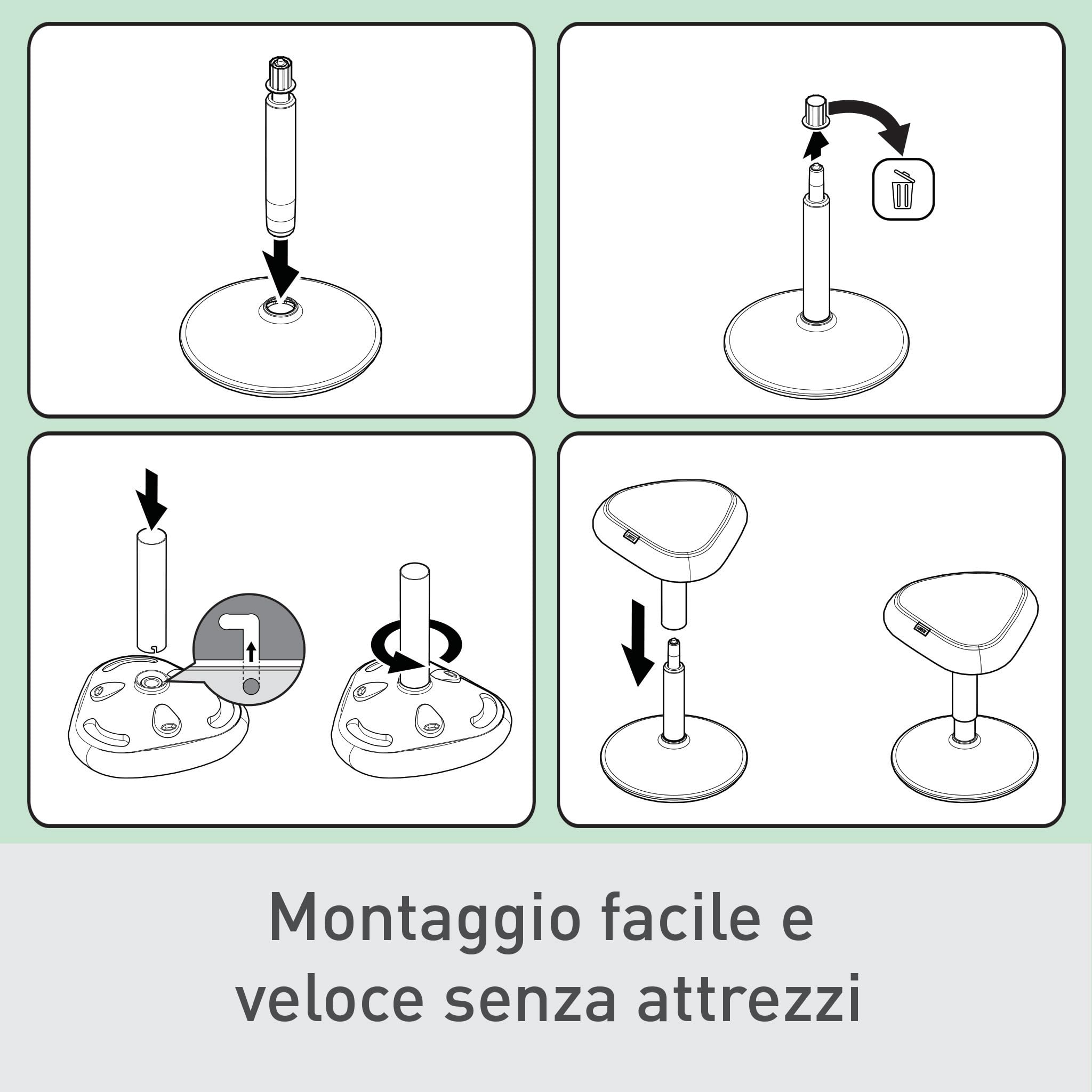 Leitz Ergo Active Sgabello per Posizione Seduta, con Cuscino in Gommapiuma, Altezza Regolabile, Coprisedile Riciclato Post Consumo al 100%, Per Peso fino a 110 kg, Gamma Ergo, Grigio Scuro, 65440089