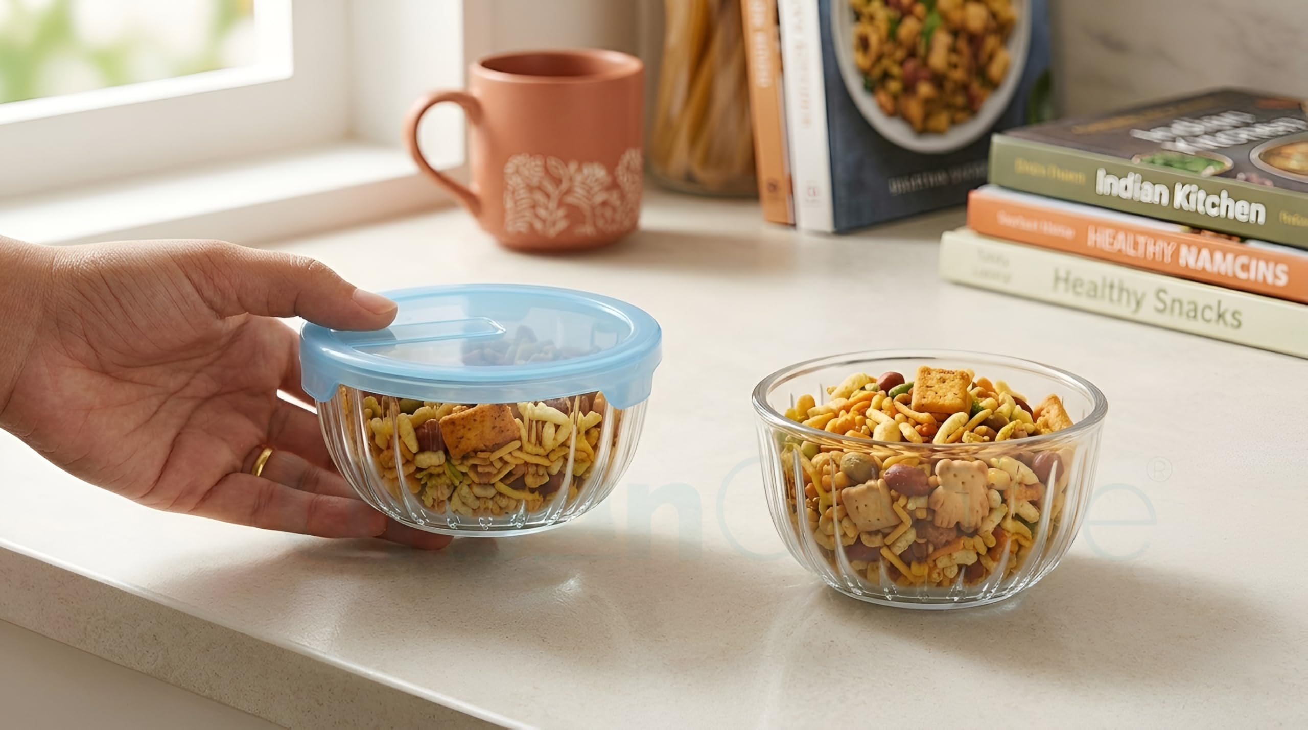 Round Glass Food Storage Containers Bowl Set of 2 with Airtight Plastic Lids 180ml | Freezer, Oven Safe Bowls for Meal Prep, Leftovers, Baking, Cooking, Lunch | BPA-Free Baby Food Storage-image-35