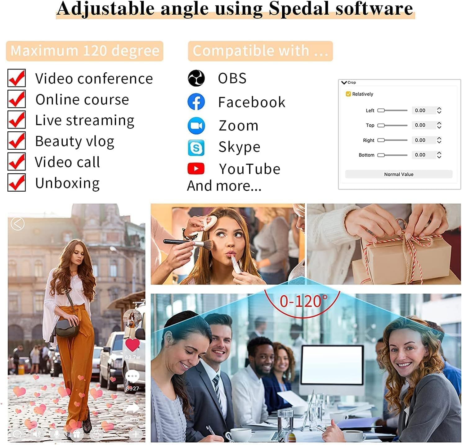 Spedal Webcam Autofocus with Microphone and Privacy Cover 1080p, Dual Stereo Microphones, Gaming Recording Video Web Camera for Calling, Conferencing, Live Streaming