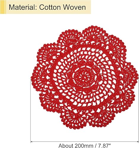 Miniatura 7 de uxcell Posavasos de tela, 4 piezas de 8 pulgadas, de algodón tejido, tapete de encaje bordado con patrón floral para decoración de fiesta de boda