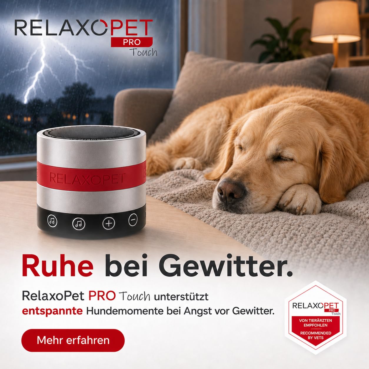 RelaxoPet® Pro Touch, Anti-Stress-System für Hunde, hochfrequente Klangwelten zur Entspannung. Bekannt aus 'Die Höhle der Löwen'
