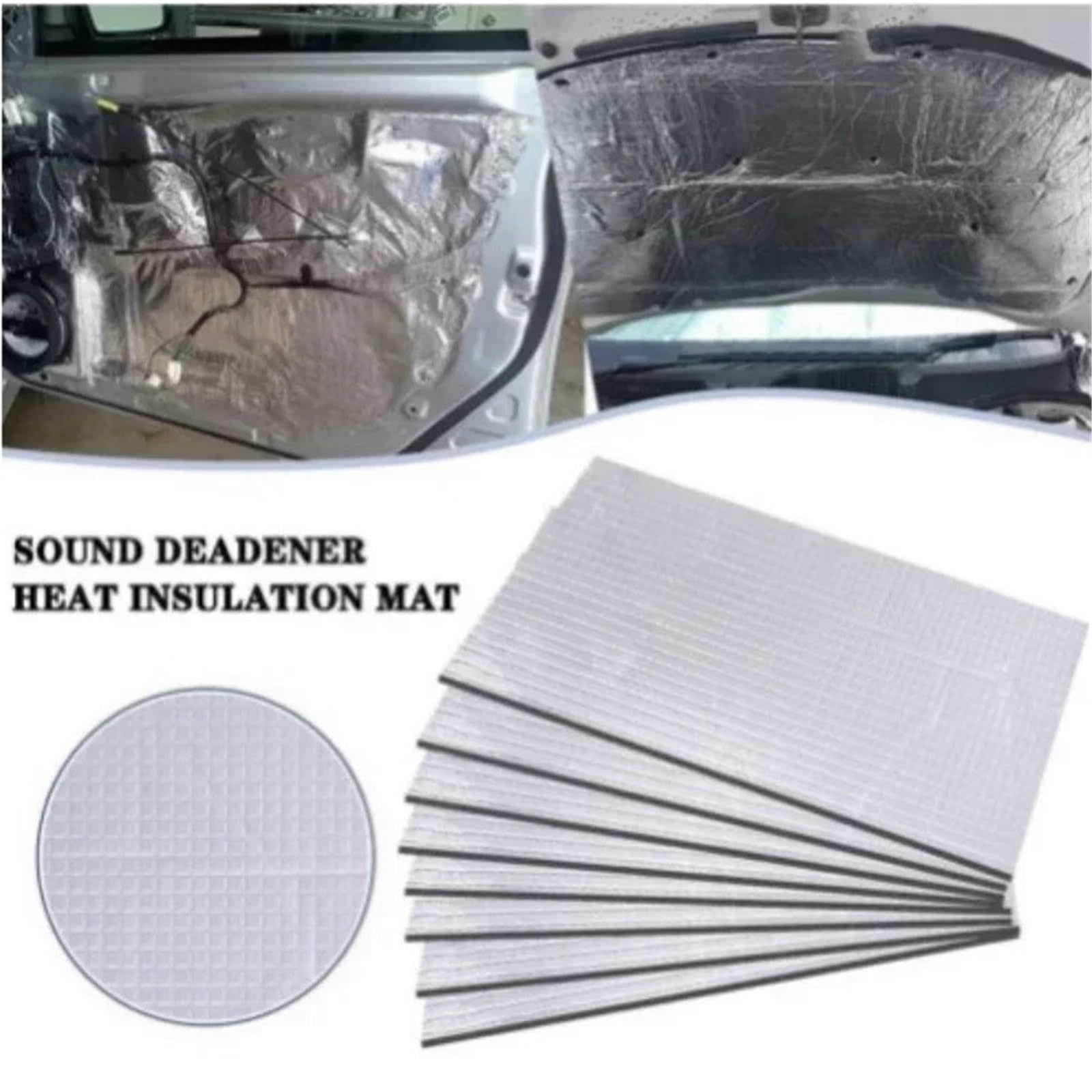 Insulating Acoustic Alfombrilla Aislante Sonido para Furgonetas Coches 5/10 Mm Aislamiento Térmico Insonorización Aislamiento Capó Coche Puerta Silenciosa para Pared(500x2000x10mm)