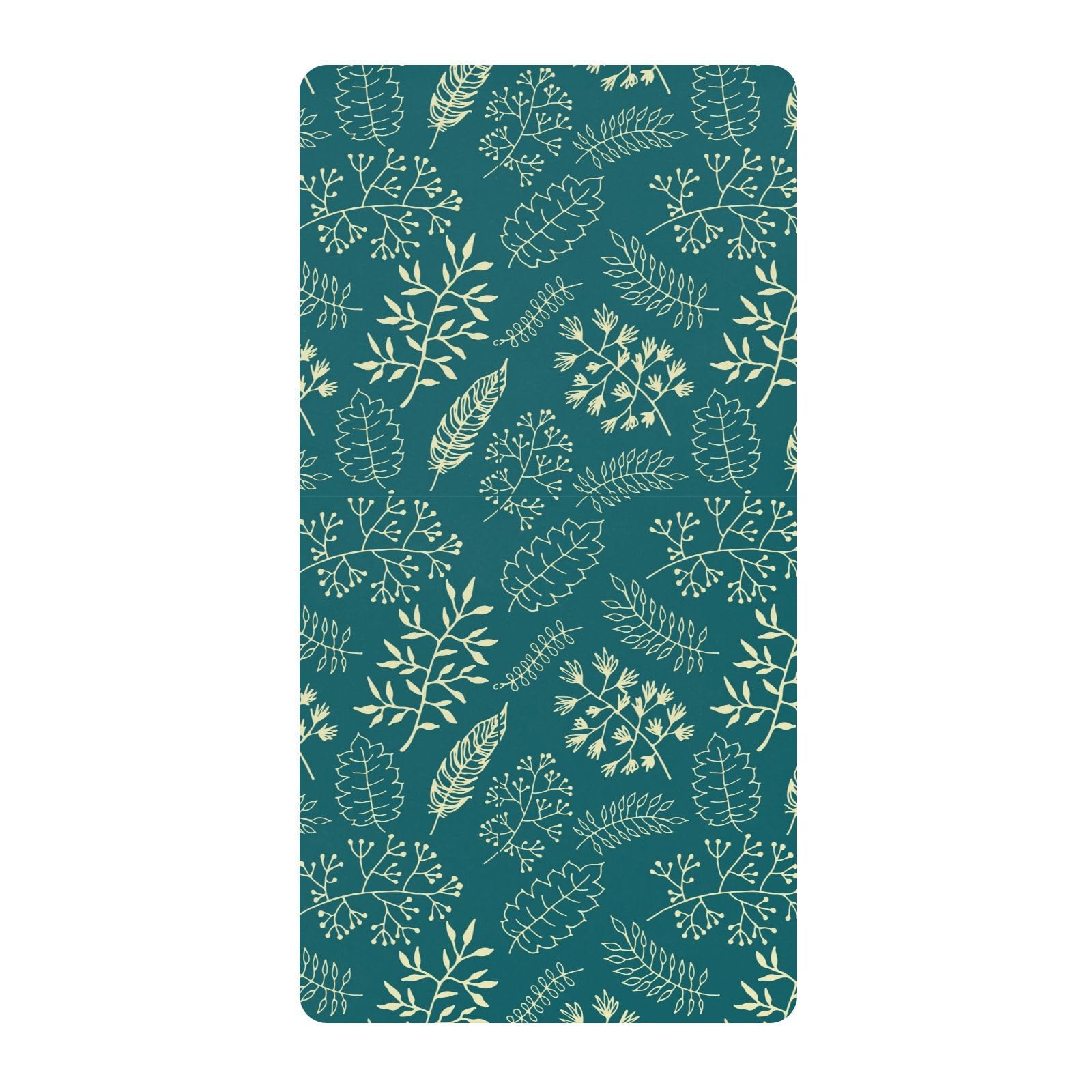 Drap de berceau en coton anti-plis et doux motif feuilles bleu
