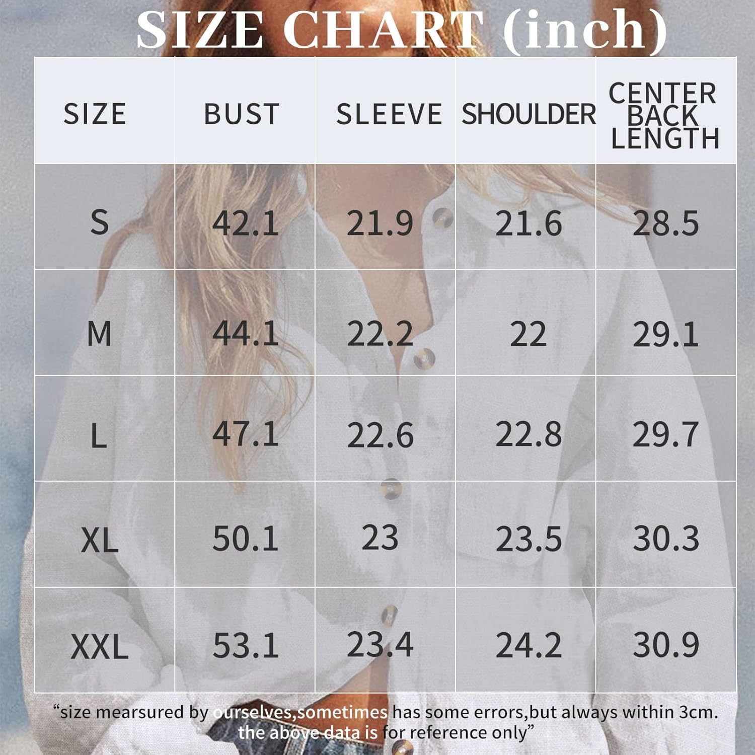 Women's Cotton Linen Button Down Shirt V Neck Roll Up Long Sleeve Collared Blouse Loose Fit Casual Work Tops - Image 6