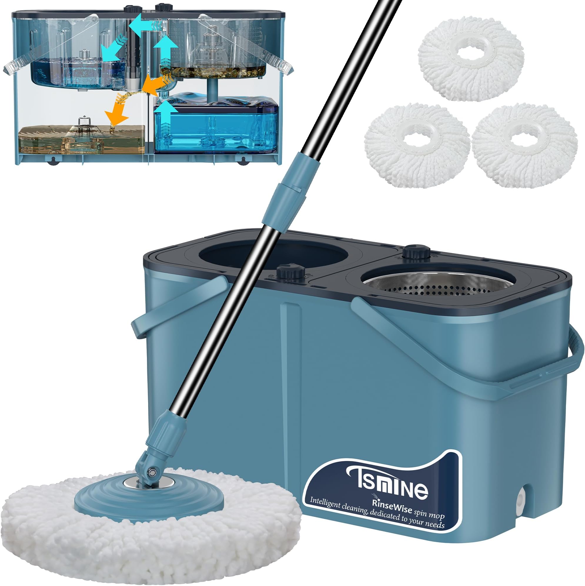Casabella Microfiber Spin Mop and Bucket System with